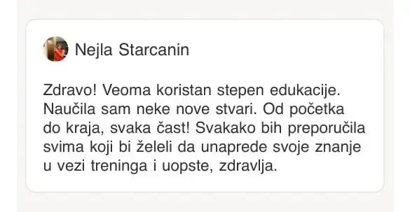 Utisak polaznice Nejla Starcanin