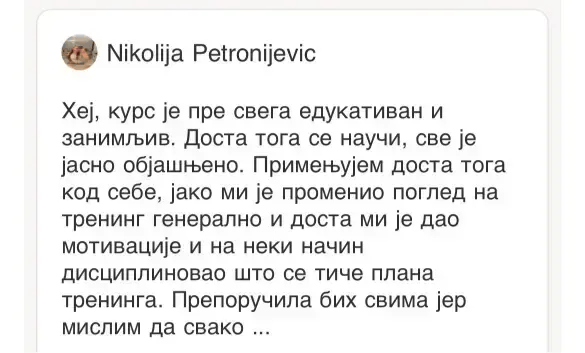 Utisak polaznice Nikolija Petronijević